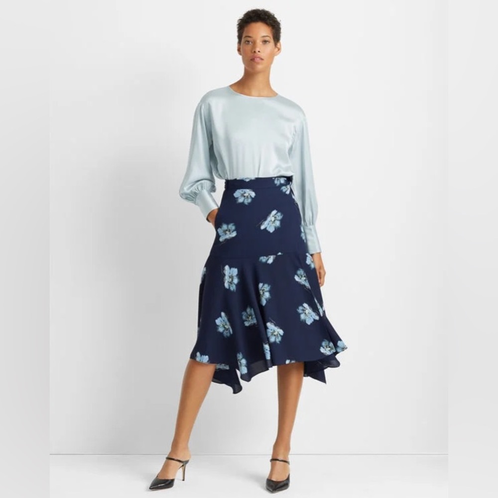 For Eliza- NWT Club Monaco Midi Wrap Skirt blue mix floral Size 4